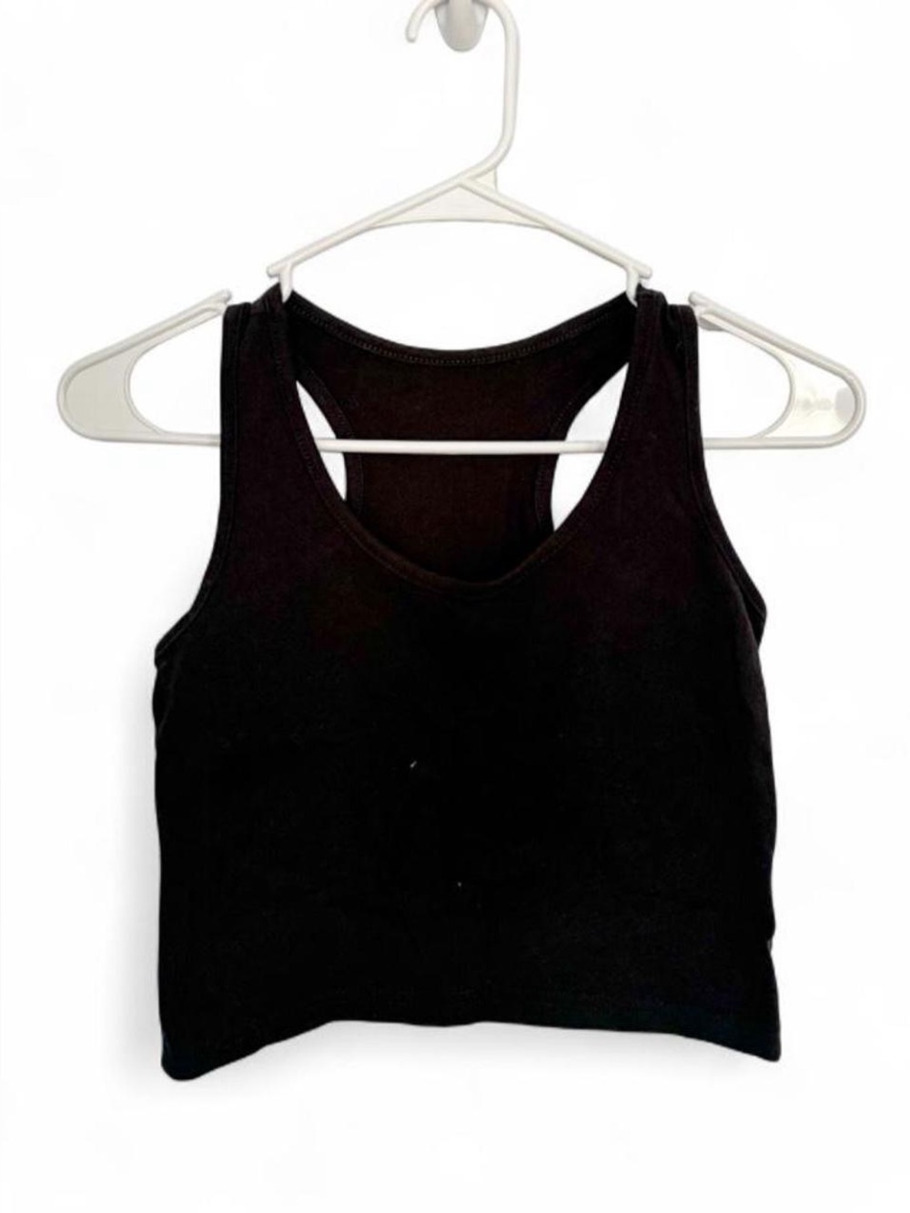 Forever 21 Basic Cropped Scoop Neck Racerback Cotton Tank Top - Black